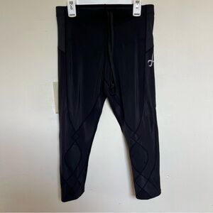 CW-X Black Athletic Compression Tights with Side Logo anti fatigue